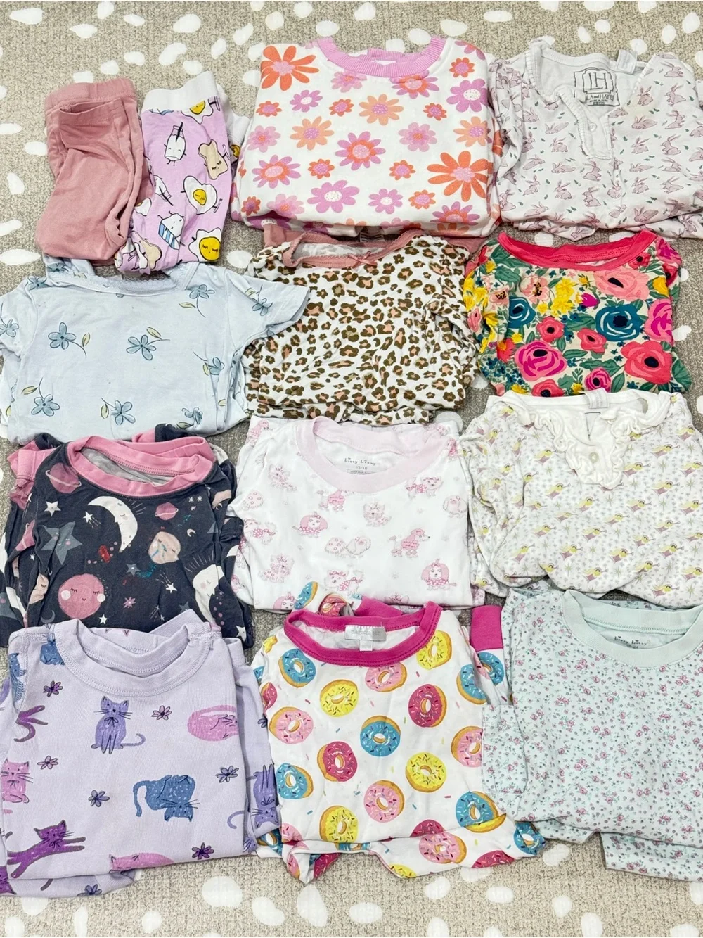 Lot of 22 Bamboo Pajamas set pima kissy kissy baby toddler girl long sleeve pant